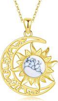 wholesale 925 Sterling Silver Gold Plated White Turquoise Moon Sun Necklace Balance Healing Crystal Gift for Women-0-0