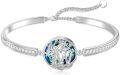wholesale 14K White Gold Plated 925 Sterling Silver Blue Crystal Tree of Life Initial N Letter Bracelet-0-0