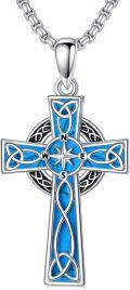 wholesale 925 Sterling Silver Blue Enamel Star of David Celtic Knot Cross Pendant Necklace-0-12