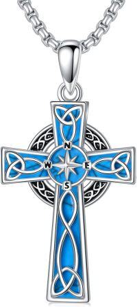 wholesale Sterling Silver Turquoise Celtic Cross Necklace Pendant Jewelry-Compass