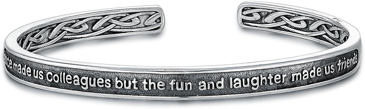 925 Sterling Silver Celtic Knot Engraved Message Bangle Bracelet Friendship Gifts for Women Men-0-0