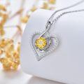 wholesale 925 Sterling Silver Heart Pendant with Sunflower and Cubic Zirconia - You Are My Sunshine Necklace Gift for Her-0-2