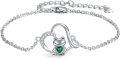 wholesale 925 Sterling Silver Green Crystal Heart Frog Charm Bracelet for Women-0-0