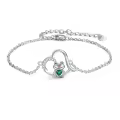 wholesale 925 Sterling Silver Green Crystal Heart Frog Charm Bracelet Wholesale for Women-0-0