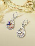 wholesale 925 Sterling Silver Hummingbird & Flower Drop Earrings for Women-0-5