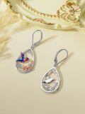 wholesale 925 Sterling Silver Hummingbird & Flower Drop Earrings for Women-0-5
