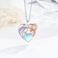 wholesale 925 Sterling Silver Heart-Shaped Mother and Child Pendant Necklaces for Women's Gifts-0-3