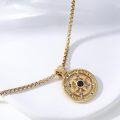 wholesale 925 Sterling Silver Plated Gold  Black Stone Compass Pendant Necklace  24 Chain-0-1
