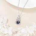wholesale 925 Sterling Silver Black Pearl Phoenix Pendant Necklace for Women with Cubic Zirconia Accents and Chain 45cm Length-0-3
