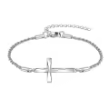 wholesale 925 Sterling Silver Origami Cross Charm Chain Bracelet Wholesale s for Women and Girls-0-0