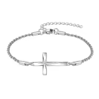 wholesale 925 Sterling Silver Origami Cross Charm Chain Bracelet Wholesale s for Women and Girls-Origami