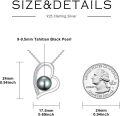 wholesale 925 Sterling Silver with Black Tahitian Pearl and Diamond Accent Heart Pendant Necklace for Women (9-9.5 mm)-0-5