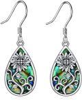 wholesale 925 Sterling Silver Metal Stone Abalone Shell Teardrop Sunflower Celtic Tree Triple Moon Goddess Dangle Earrings for Women-0-0