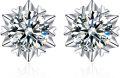 wholesale 14K White Gold Moissanite Snowflake Earrings, D Color VVS Clarity, 5mm 0.5ct or 6.5mm 1ct, Heart Arrows Cut, Hypoallergenic Jewelry Gift for Women-0-0