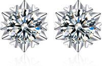 wholesale 14K White Gold Moissanite Snowflake Earrings, D Color VVS Clarity, 5mm 0.5ct or 6.5mm 1ct, Heart Arrows Cut, Hypoallergenic Jewelry Gift for Women-1 CTTW