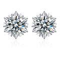 wholesale 14k White Gold Snowflake Moissanite Stud Earrings-0-0