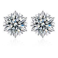 wholesale 14k White Gold Snowflake Moissanite Stud Earrings-1 CTTW