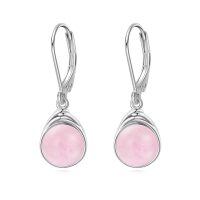 wholesale 925 Sterling Silver Dangle Earrings Wholesale With Black Onyx Stones Elegant Design-Rose Quartz