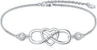 wholesale 925 Sterling Silver Infinity Heart Charm Bracelet with Cubic Zirconia Gifts for Women-B