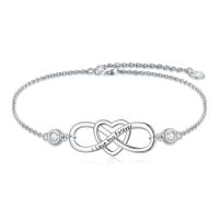 wholesale 925 Sterling Silver Infinity Heart Charm Bracelet with Cubic Zirconia Gifts for Women-B