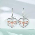 wholesale 925 Sterling Silver Heart-Shaped Dragonfly Drop Earrings with Rose Gold Accents and Cubic Zirconia Stones-0-4