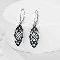 wholesale 925 Sterling Silver Black and White Opal Celtic Knot Drop Earrings with Leverbacks for Women-0-2