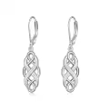 wholesale 925 Sterling Silver White Opal Celtic Knot Drop Earrings with Leverbacks for Women-0-0