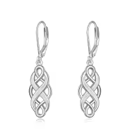 wholesale 925 Sterling Silver White Opal Celtic Knot Drop Earrings with Leverbacks for Women-White Opal Celtic Knot Earrings