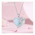 wholesale 925 Sterling Silver Angel Wing Heart Pendant Necklace Platinum Plated For Women-0-1