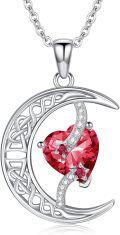 wholesale TOUPOP Ruby July Birthstone Necklace 925 Sterling Silver Moon And Star Pendant Necklace Celtic Moon Ruby Jewelry Anniversary Birthday Christmas Gifts For Women Wife Mom Her -0-0