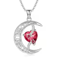 TOUPOP Sterling Silver Ruby Moon Star Pendant Necklace-0-0