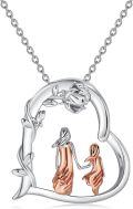 wholesale 925 Sterling Silver Mother and 2 Daughters Heart Pendant Necklace for Women-0-0