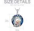 wholesale 925 Sterling Silver Giraffe & Tree of Life Blue Crystal Pendant Necklace-0-9