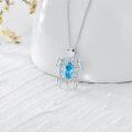 wholesale 925 Sterling Silver & Simulated Aquamarine Blue Austrian Crystal Sea Turtle Necklace, Hypoallergenic Gift for Women-0-1