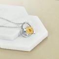wholesale 925 Sterling Silver Citrine Sunflower Heart Pendant Necklace - Love Gift for Women-0-4