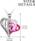 wholesale 925 Sterling Silver Pink Austrian Crystal Granddaughter I Love You Heart Pendant Necklace Gift for Women Girls-0-1