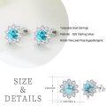 wholesale 925 Sterling Silver Round Blue Stone Flower Stud Earrings with Cubic Zirconia and Celtic Knot Design-0-3