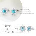 wholesale 925 Sterling Silver Round Blue Stone Flower Stud Earrings with Cubic Zirconia and Celtic Knot Design-0-3