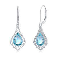 wholesale 925 Sterling Silver Teardrop Earrings With Turquoise Stones-01-Style 1