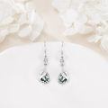 wholesale 925 Sterling Silver Drop Earrings Platinum Plated Teardrop Black Pearl Crystal For Women-0-4