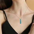 wholesale 925 Sterling Silver Round Genuine Turquoise Necklace Pendant Gift for Women Girls-0-3
