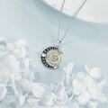 wholesale 925 Sterling Silver Moonstone Crescent Sun and Moon Pendant Necklace-0-4