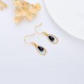 wholesale 14K Gold Teardrop Black Onyx Drop Earrings for Women - Valentines Day Gifts-0-1