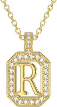 wholesale 14K Gold Moissanite A Z Letter Pendant Necklace for Women 16+2 -R