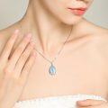 wholesale 925 Sterling Silver Blue Moonstone Teardrop Mother Daughter Pendant Necklace-0-1