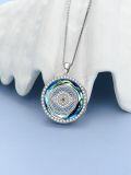 wholesale 925 Sterling Silver White Gold Plated Evil Eye Pendant Necklace with Crystal & Cubic Zirconia-0-1