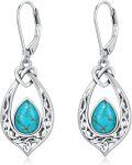 wholesale Sterling Silver 8 6mm Simulated Birthstone Celtic Knot Dangle Earrings-0-0