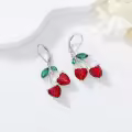 TOUPOP Sterling Silver Fruit Earrings Cherry Strawberry Lemon Pineapple Banana Jewelry Christmas Gifts-0-3