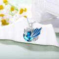 wholesale 14K Gold Blue Topaz Heart Shaped Wyvern Dragon Pendant Necklace for Women-0-3