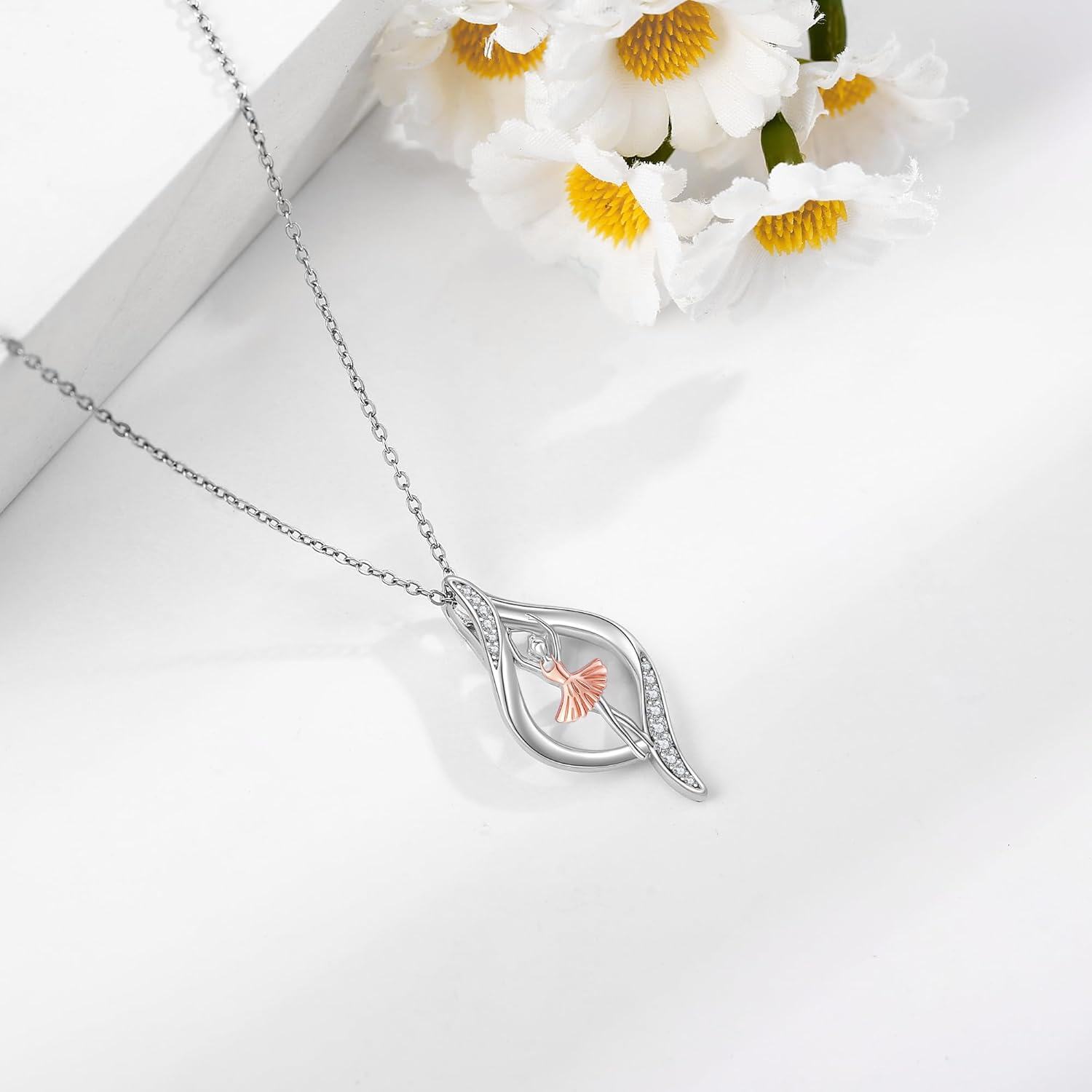 Sterling Silver Dancer Necklace for Gymnastics Cheerleading Ballet-0-5